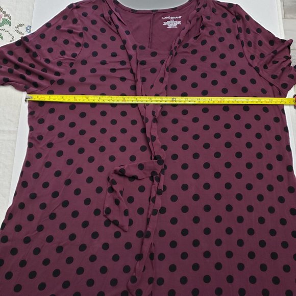 Lane Bryant Top Blouse Polka Dot Soft Comfort Tie Accent Stretchy 14/16 Casual - Picture 4 of 8